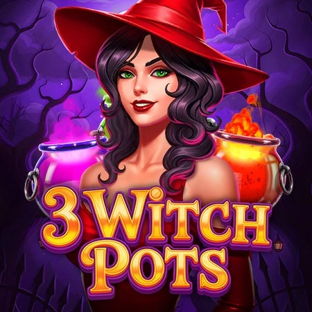 3 Witch Pots slot game featuring a dark witch and glowing cauldrons