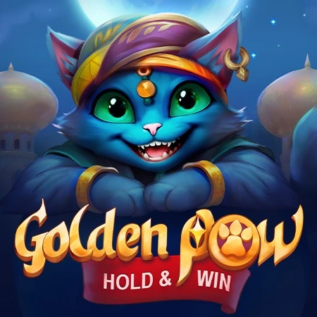 Golden Paw Hold & Win game tile showing a blue cat wearing a jeweled turban